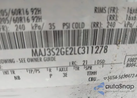 2020 Ford Ecosport Se z USA, uszkodzony, nr VIN MAJ3S2GE2LC311278